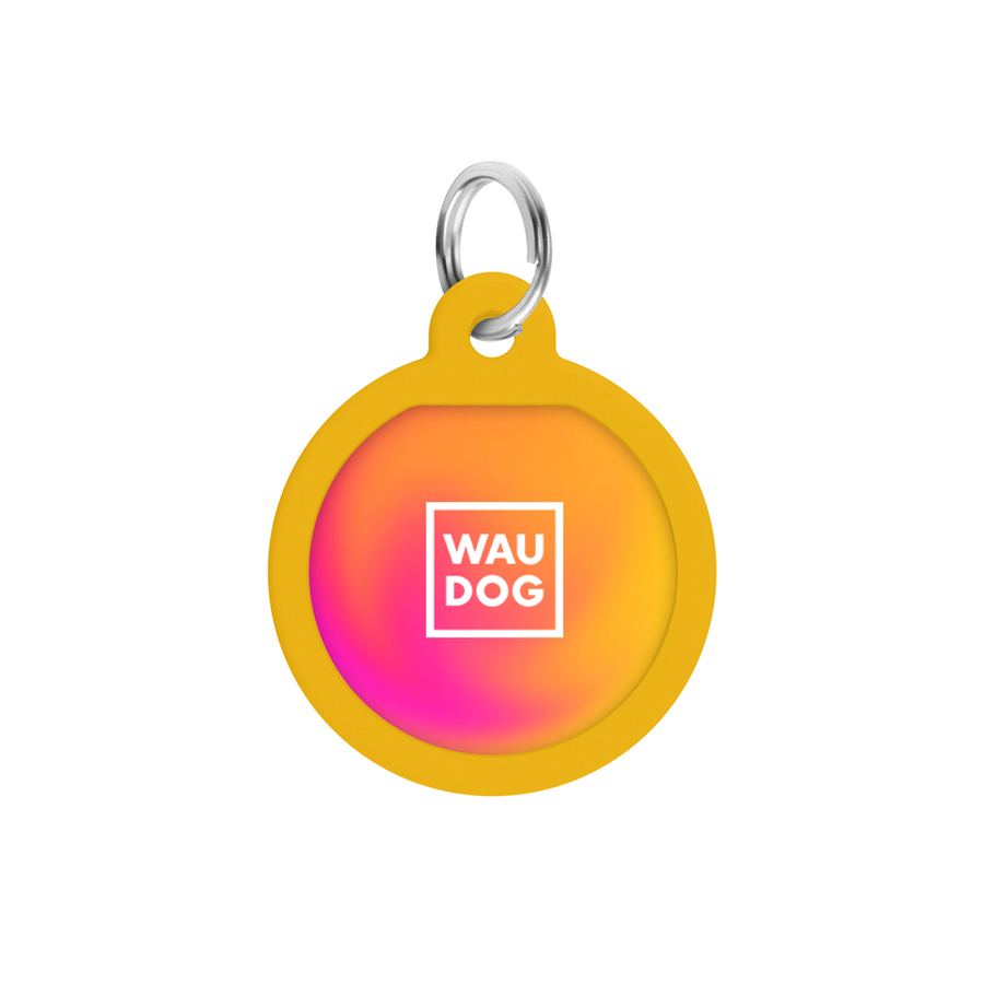 Адресник для собак і котів металевий WAUDOG Smart ID з QR паспортом, малюнок "Градієнт помаранчевий", коло, Д 25 мм — фото 5