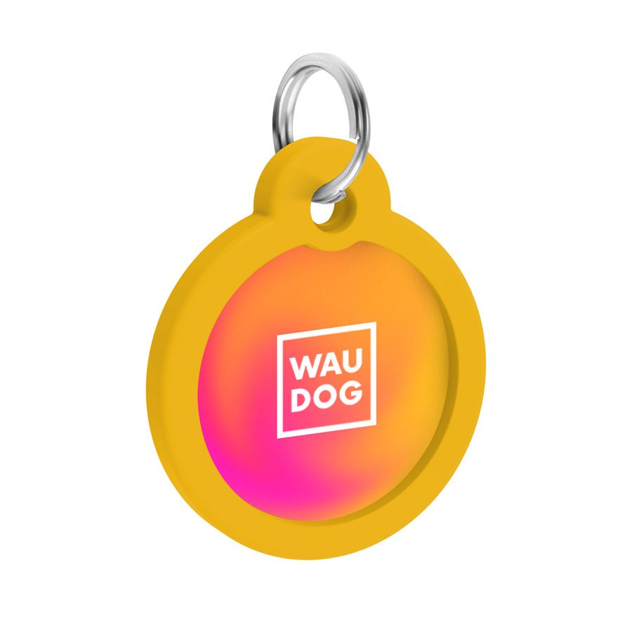 Адресник для собак і котів металевий WAUDOG Smart ID з QR паспортом, малюнок "Градієнт помаранчевий", коло, Д 30 мм — фото 4