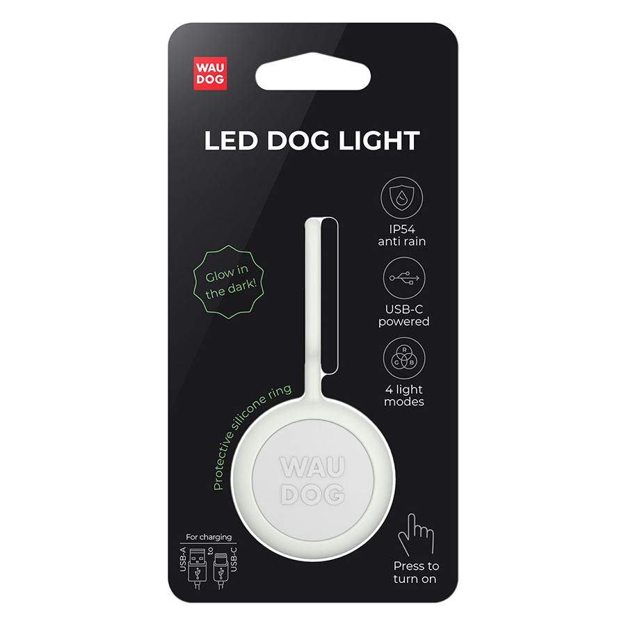 Ліхтарик для собак і котів WAUDOG LED, у силіконовому чохлі, що світиться, USB, Д 37 мм — фото 2