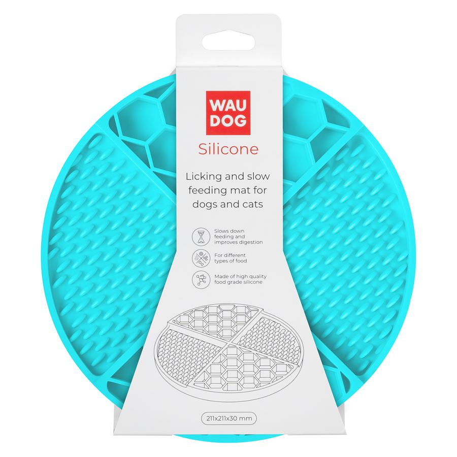 Килимок для злизування і повільного харчування WAUDOG Silicone, 211х211х30 мм, блакитний — фото 2