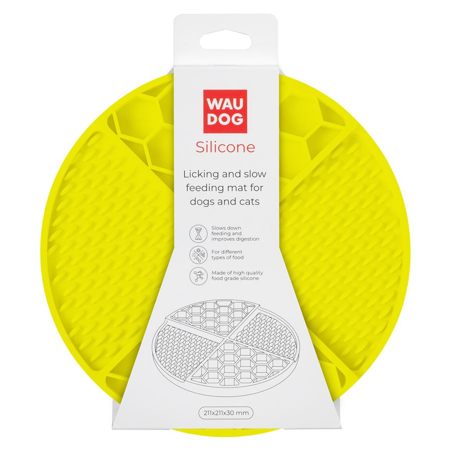 Килимок для злизування і повільного харчування WAUDOG Silicone, 211х211х30 мм, жовтий — фото 2