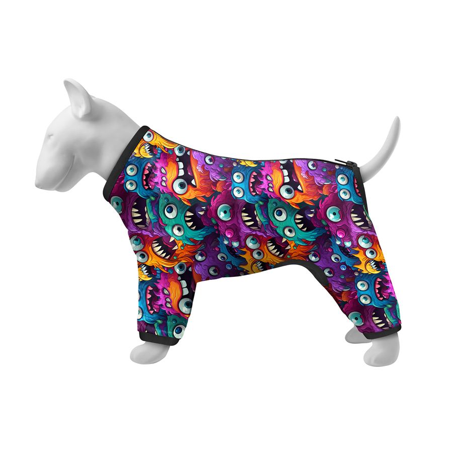 Вітровка для собак WAUDOG Clothes, малюнок "Зубасті монстри", XS25, В 36-38 см, С 26-28 см