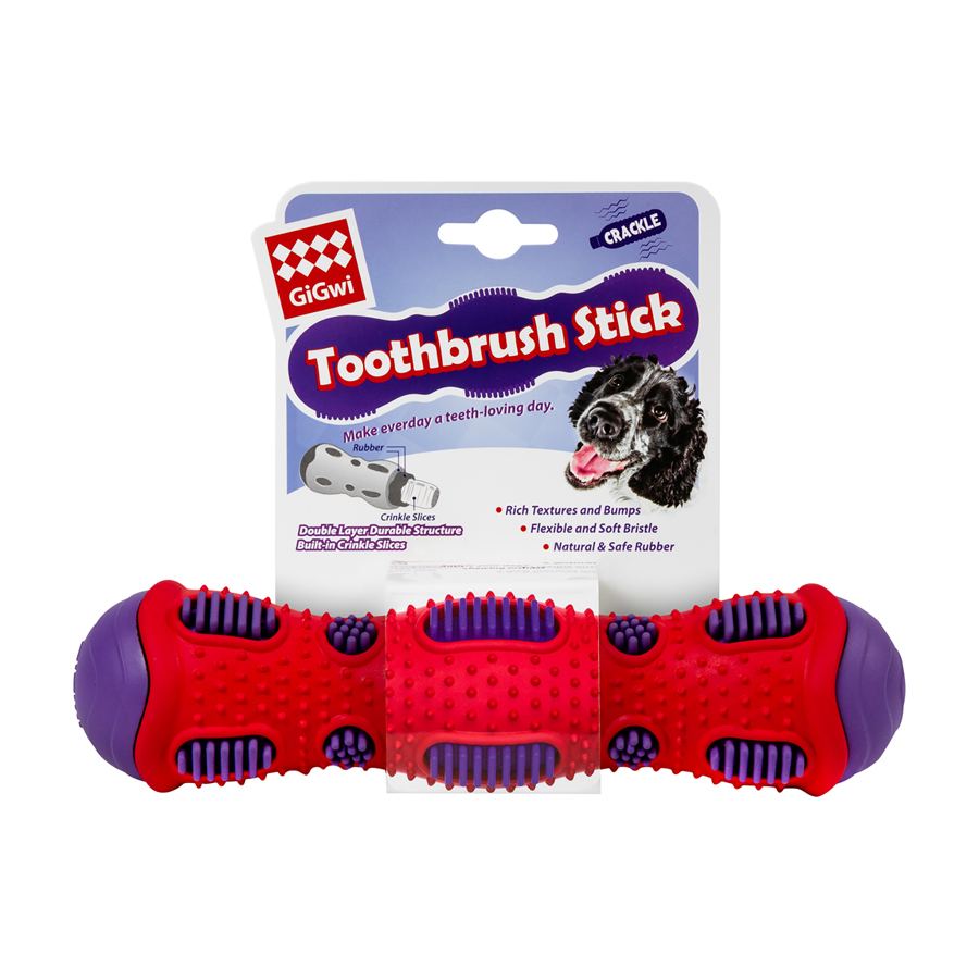 Іграшка для собак GiGwi Toothbrush Stick з ефектом тріску, термопластична гума, 21 см — фото 2
