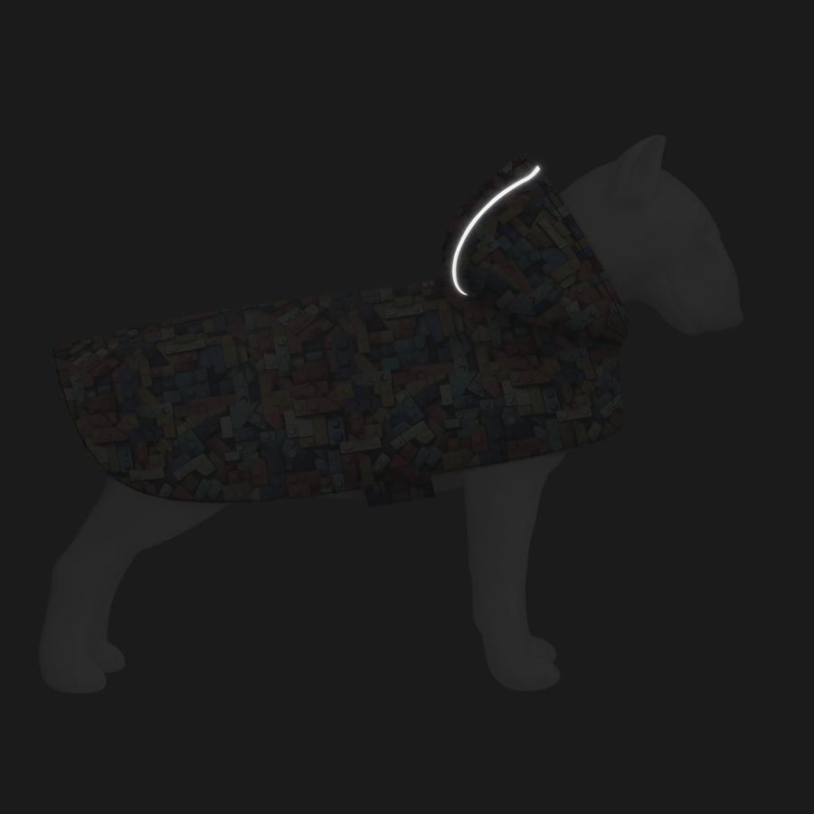 Дощовик-накидка з капюшоном для собак WAUDOG Clothes, малюнок "Блоки", XL, А 55-61 см, B 68-80 см, С 42-52 см — фото 5