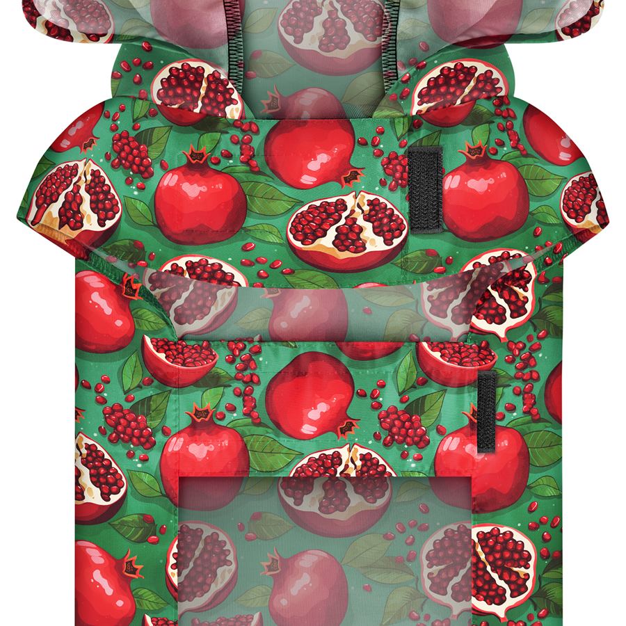 Дощовик-накидка з капюшоном для собак WAUDOG Clothes, малюнок "Гранати", M, А 40-43 см, B 52-62 см, С 33-42 см — фото 4