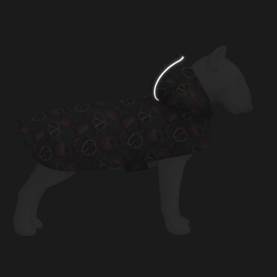 Дощовик-накидка з капюшоном для собак WAUDOG Clothes, малюнок "Гранати", M, А 40-43 см, B 52-62 см, С 33-42 см — фото 5