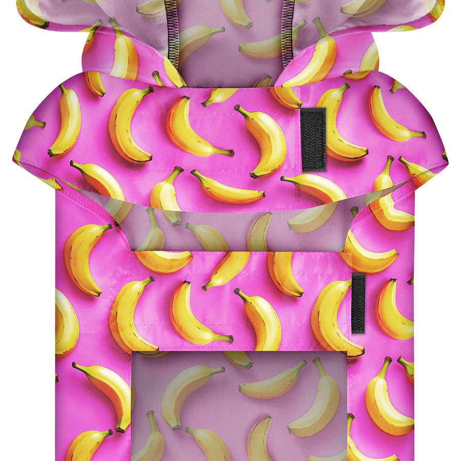 Дощовик-накидка з капюшоном для собак WAUDOG Clothes, малюнок "Банани на рожевому", M, А 40-43 см, B 52-62 см, С 33-42 см — фото 4