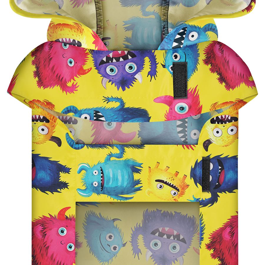 Дощовик-накидка з капюшоном для собак WAUDOG Clothes, малюнок "Мохнаті монстри",L, А 48-52 см, B 60-70 см, С 42-52 см — фото 4