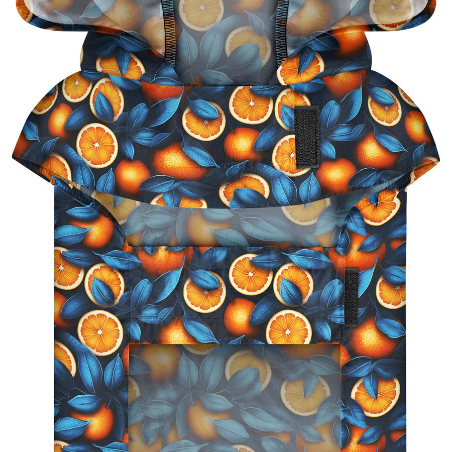 Дощовик-накидка з капюшоном для собак WAUDOG Clothes, малюнок "Апельсини",L, А 48-52 см, B 60-70 см, С 42-52 см — фото 4