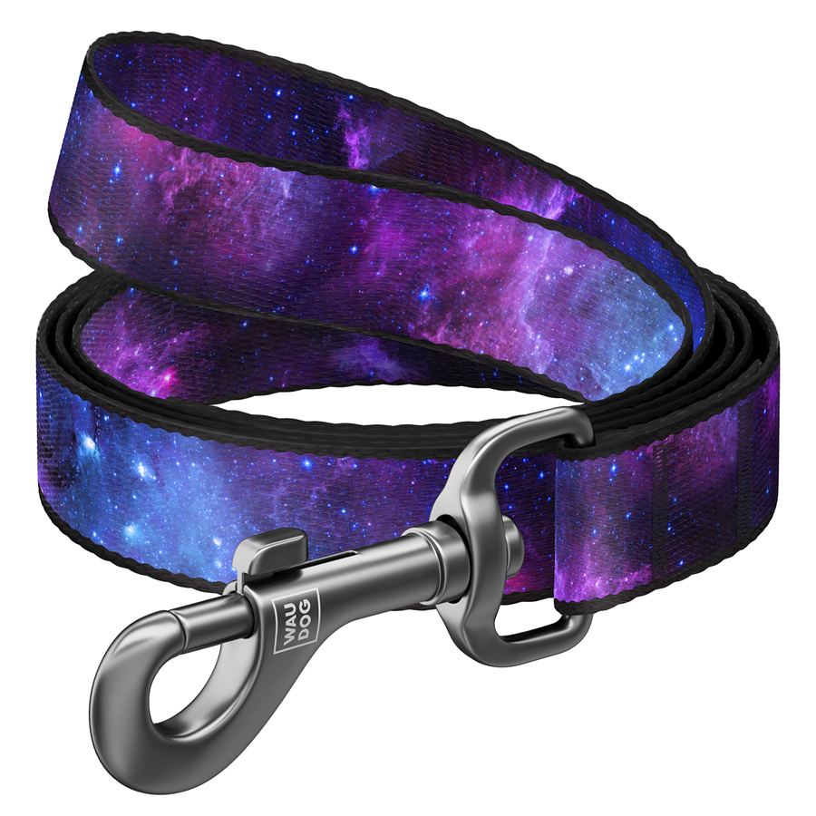 Повідець для собак нейлоновий WAUDOG Nylon, малюнок "NASA21", M, Ш 20 мм, Дов 200 см
