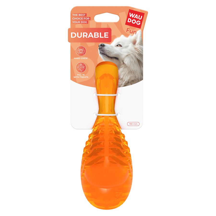 Іграшка для собак WAUDOG Fun Durable Гомілка, термопластична гума, 190 мм, помаранчевий — фото 2