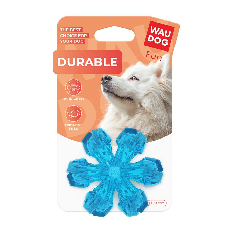 Іграшка для собак WAUDOG Fun Durable Дихаючий м'яч, термопластична гума, 70 мм, блакитний — фото 2