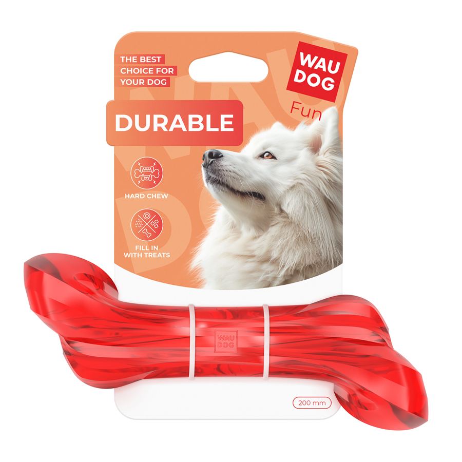 Іграшка для собак WAUDOG Fun Durable Кістка, термопластична гума, 200 мм, червоний — фото 2