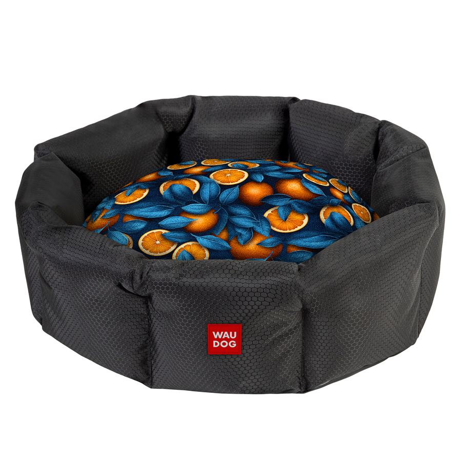 Лежанка для собак WAUDOG Relax, малюнок "Апельсини", S, Ш 34 см, Д 45 см, В 17 см