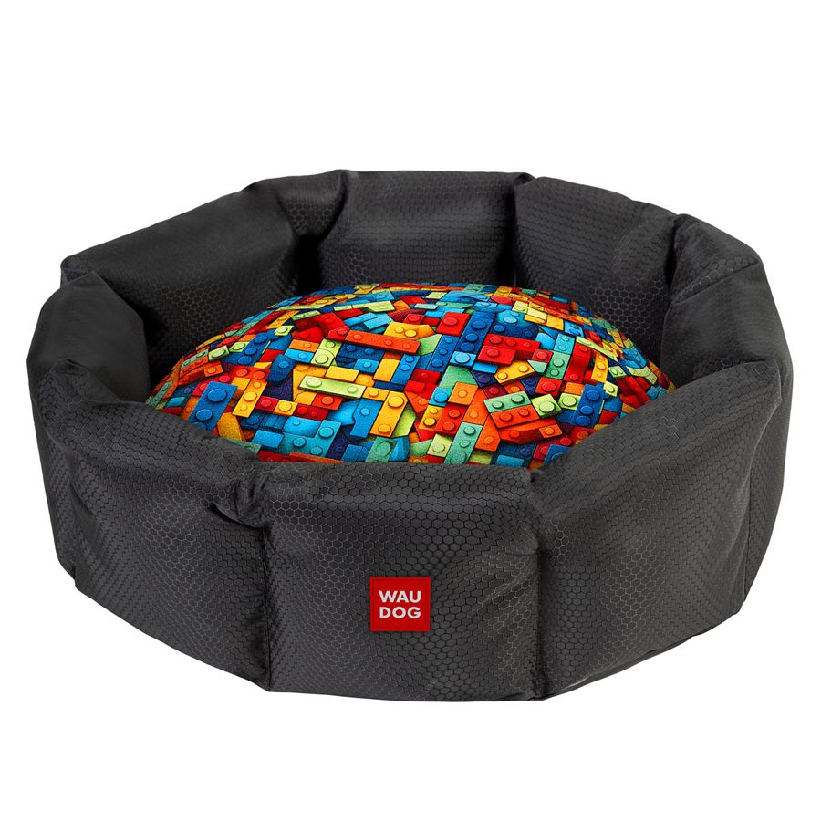 Лежанка для собак WAUDOG Relax, малюнок "Блоки", M, Ш 42 см, Д 52 см, В 19 см