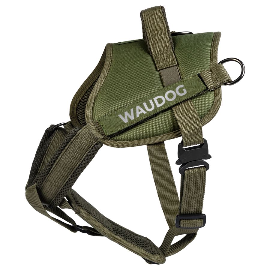 Шлея для службових собак WAUDOG PRO-2, світловідбивна, металевий фастекс, S, В 44-60 см, хакі — фото 2