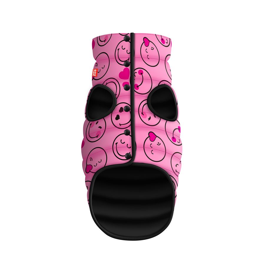 Курточка для собак WAUDOG Clothes малюнок "Смайли на рожевому", S30, В 58-62 см, С 42-46 см
