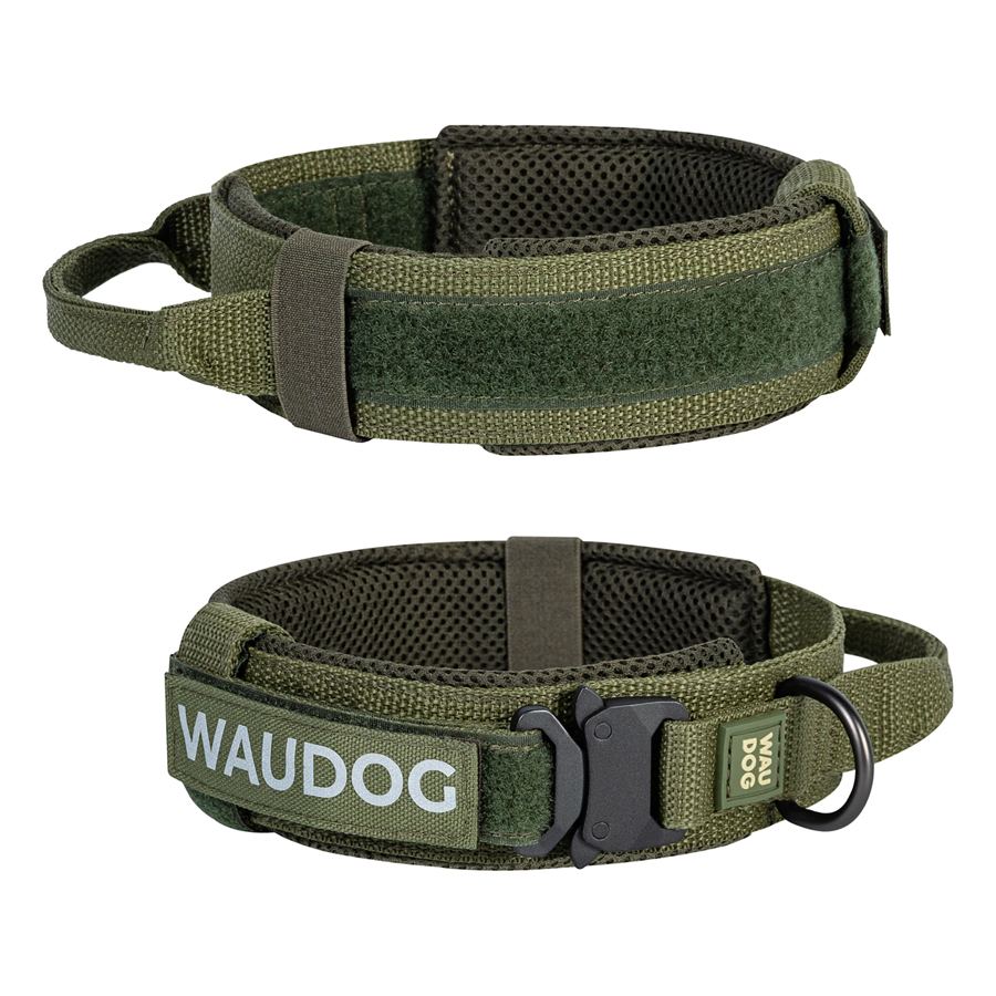 Нашийник з ручкою тактичний для собак WAUDOG PRO, металевий фастекс, XL, Ш 50 мм, Дл 53-62, хакі