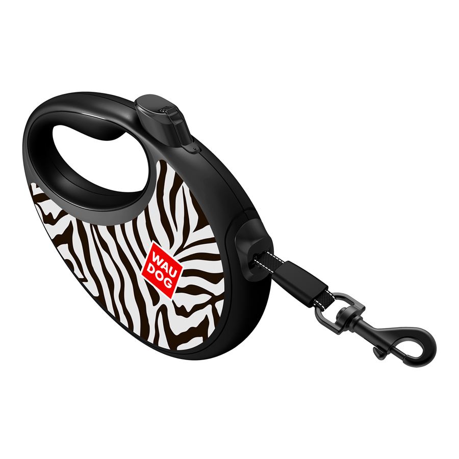 Повідець-рулетка для собак WAUDOG R-leash з контейнером для пакетів, малюнок "Зебра", світловідбивна стрічка, L, до 40 кг, 5 м — фото 5