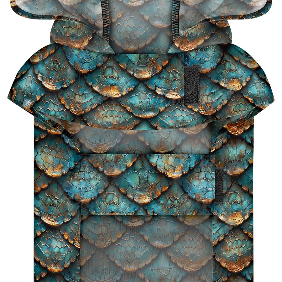 Дощовик-накидка з капюшоном для собак WAUDOG Clothes, малюнок "Луска", L, А 48-52 см, B 60-70 см, С 42-52 см — фото 4