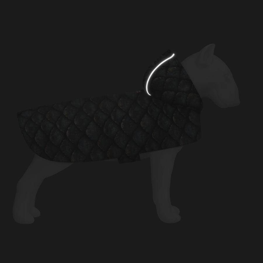 Дощовик-накидка з капюшоном для собак WAUDOG Clothes, малюнок "Луска", L, А 48-52 см, B 60-70 см, С 42-52 см — фото 2