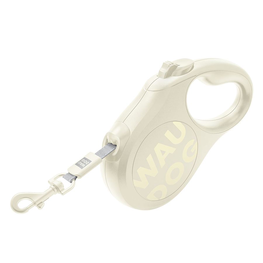 Повідець-рулетка для собак WAUDOG R-leash Monochrome White, S, до 15 кг, 5 м, світловідбивна стрічка, біла