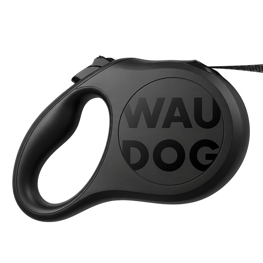 Повідець-рулетка для собак WAUDOG R-leash Monochrome Black, L, до 50 кг, 5 м, світловідбивна стрічка, чорна — фото 2