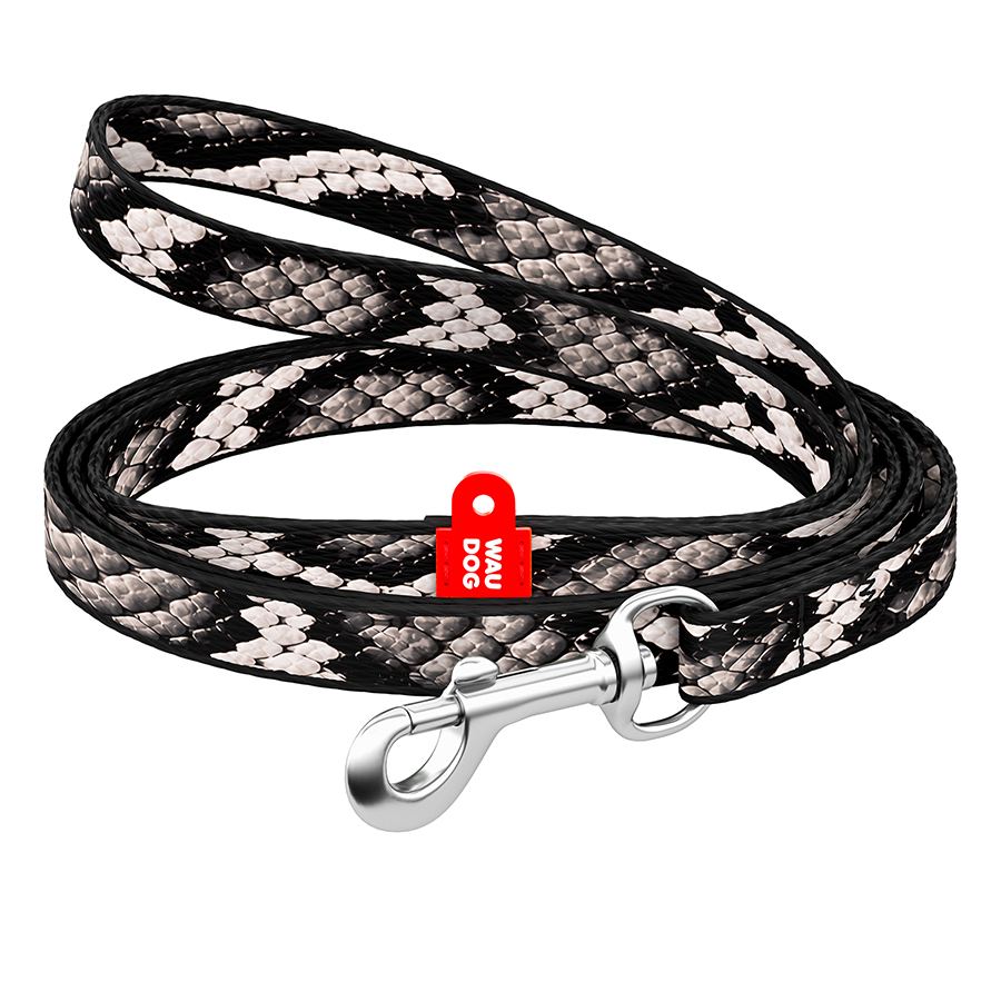 Повідець для котів та дрібних порід собак нейлоновий WAUDOG Nylon, малюнок "Змія", XS, Ш 10 мм, Дов 122 см