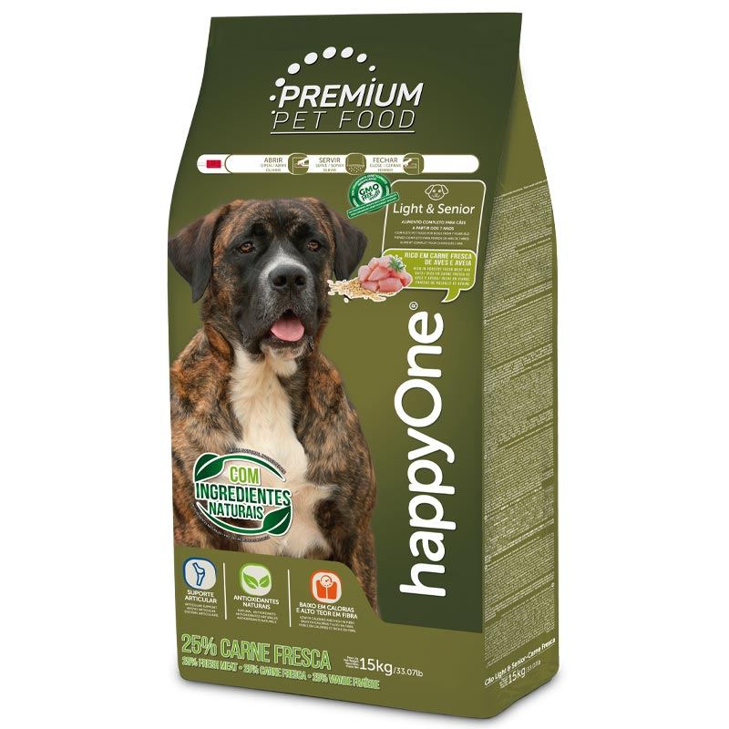 Сухий корм happyOne Premium Dog Light & Senior Fresh Meat для літніх/малоактивних собак зі свіжим м'ясом 15кг