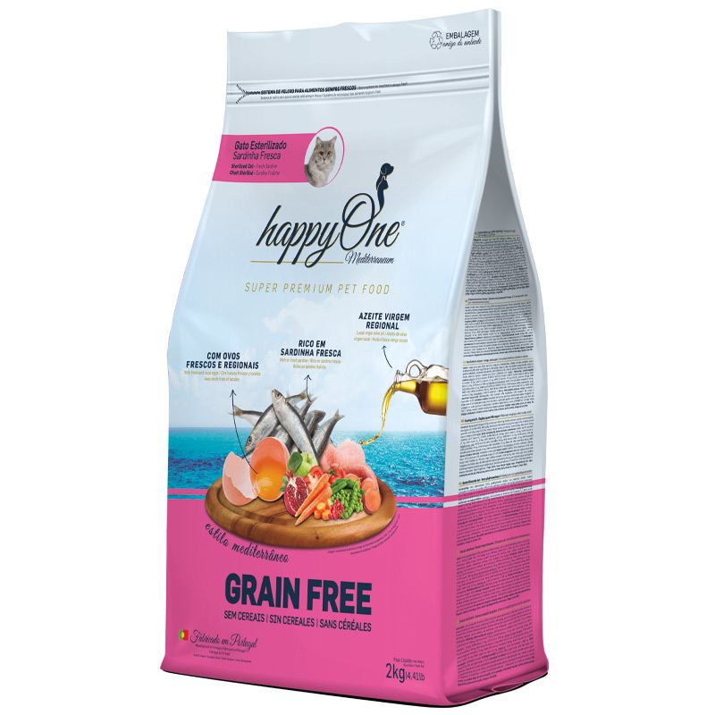 Сухий корм happyOne Mediterraneum Sterilized Cat Fresh Sardine для стерилізованих кішок зі свіжою сардиною 2кг