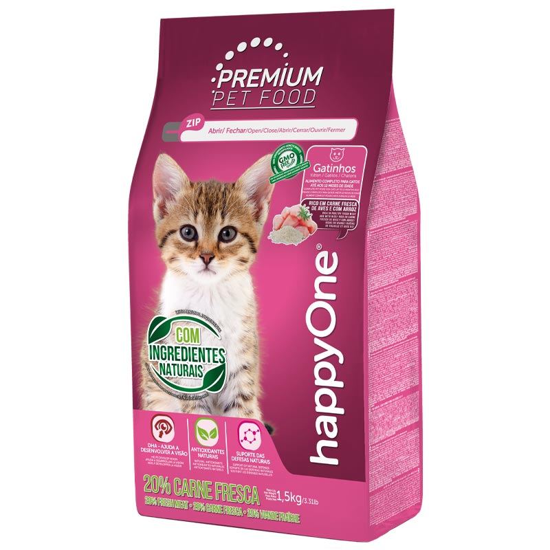 Сухий корм happyOne Premium Kitten Fresh Meat для кошенят, вагітних/годуючих кішок зі свіжим м'ясом 1,5кг