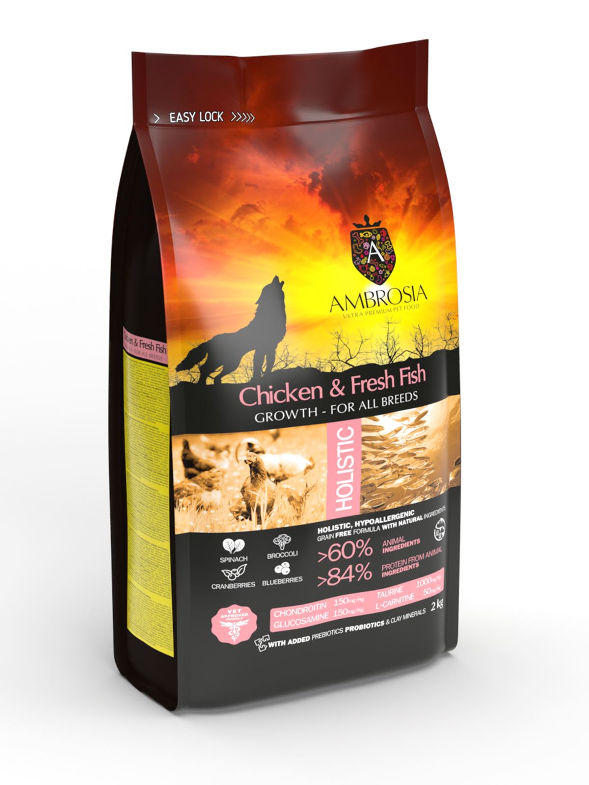 Беззерновий корм Ambrosia Grain free з куркою та свіжою рибою для цуценят всіх порід 2кг