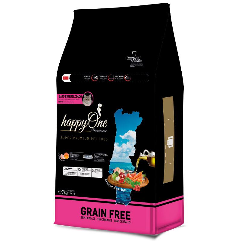 Сухий корм happyOne Mediterraneum Sterilized Cat Fresh Sardine для стерилізованих кішок зі свіжою сардиною 7кг