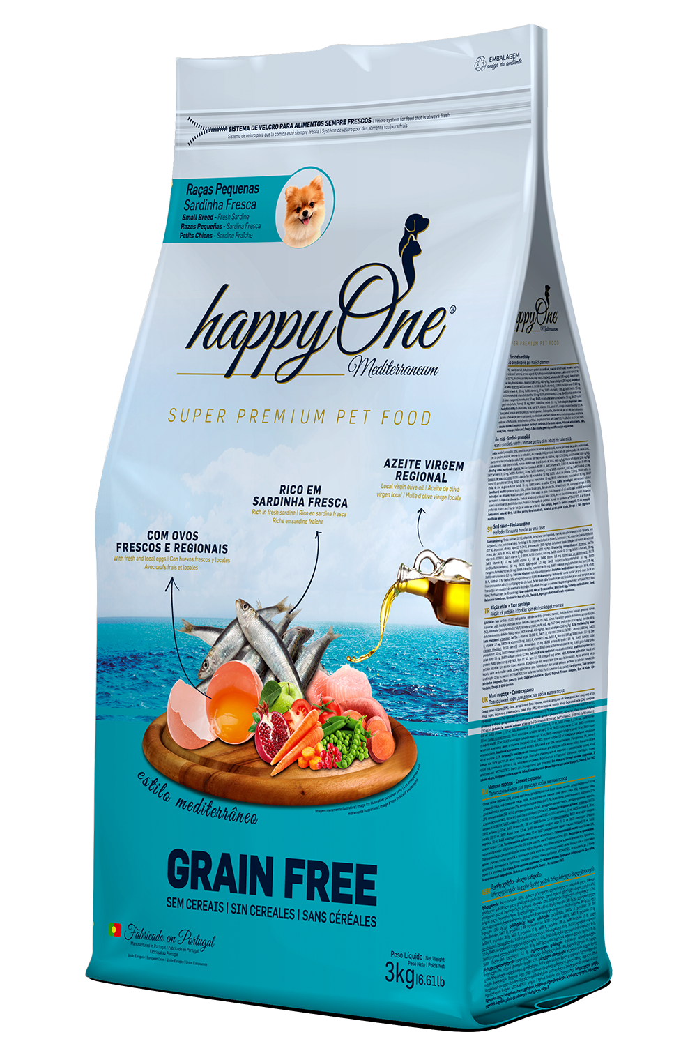 Сухий корм happyOne Mediterraneum Small Breeds Fresh Sardine для собак малих порід зі свіжою сардиною 3кг