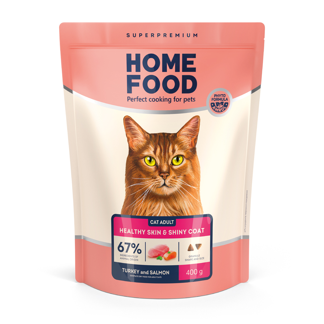 CAT ADULT Здорова шкіра та блиск шерсті «Індичка та лосось» 0.4 кг